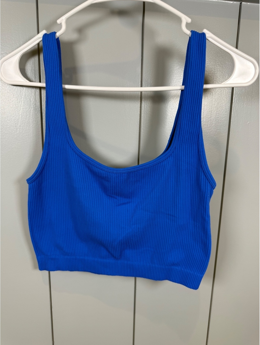 ZARA Ribbed Electric Blue Crop Tank Top, Size M/L Stretchy Loungewear